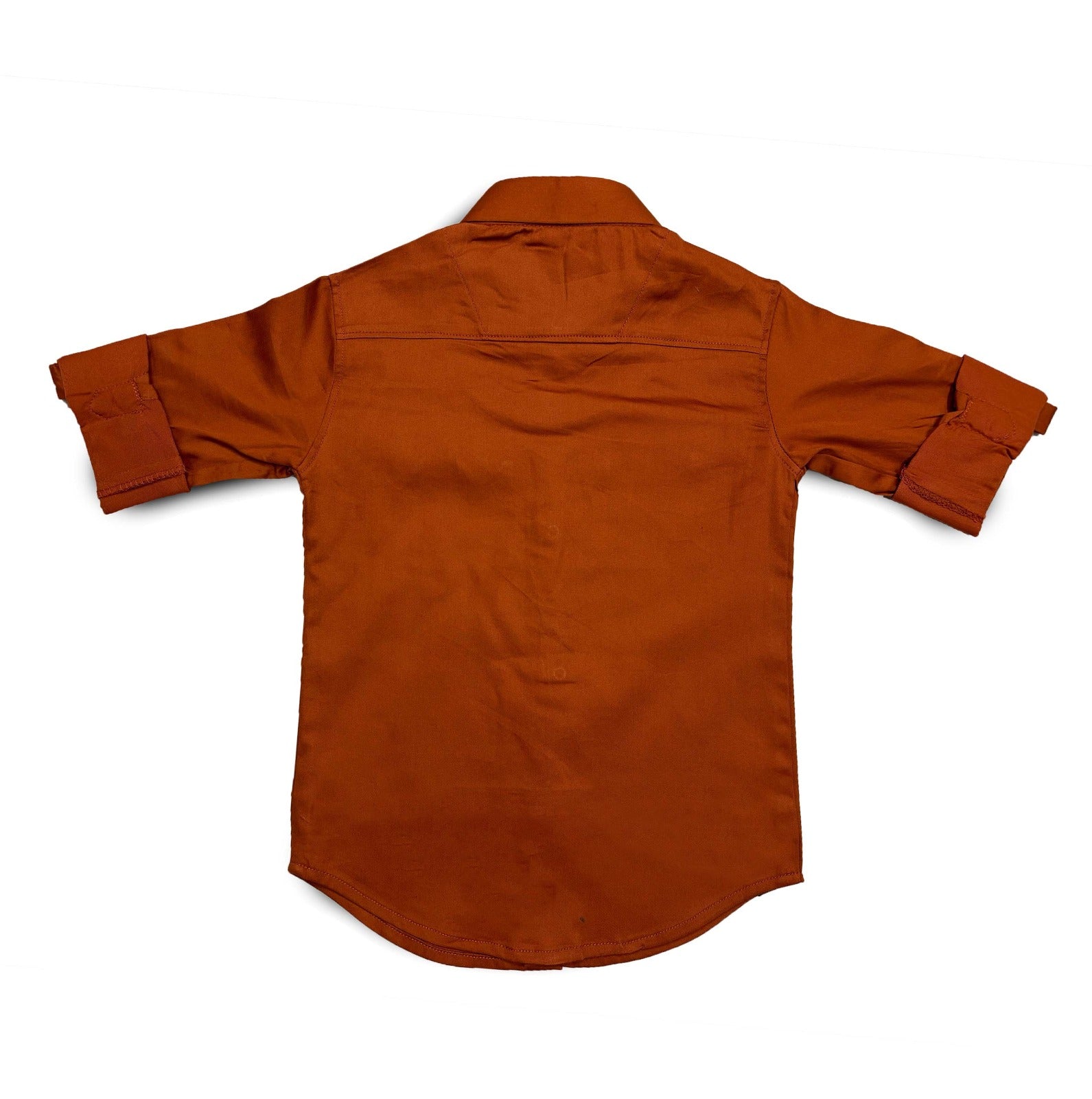 Brown Boys Shirt With Tshirt Collar Shirt with Snap Button