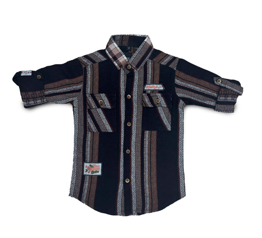 Brown Stripe Boys Shirt Full Sleeve