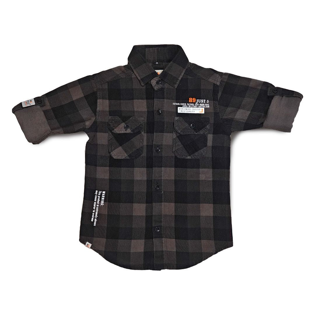 Dark Brown Checks Shirt for Boys Full Sleeve