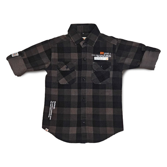 Dark Brown Checks Shirt for Boys Full Sleeve