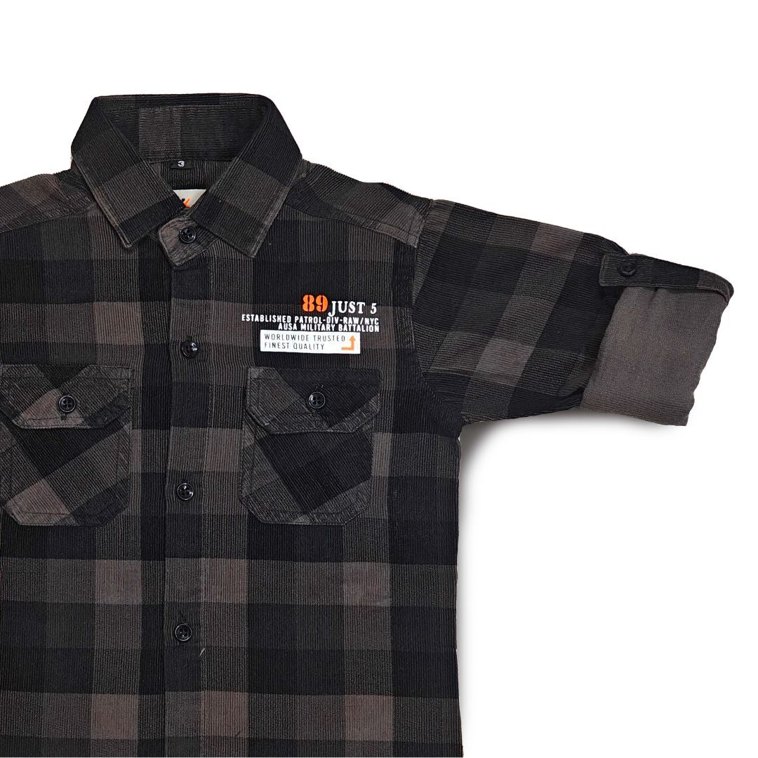 Dark Brown Checks Shirt for Boys Full Sleeve