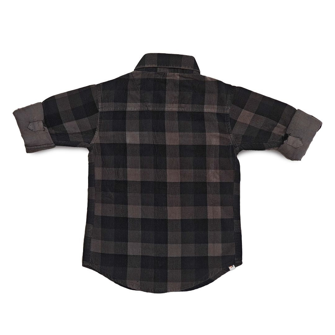Dark Brown Checks Shirt for Boys Full Sleeve
