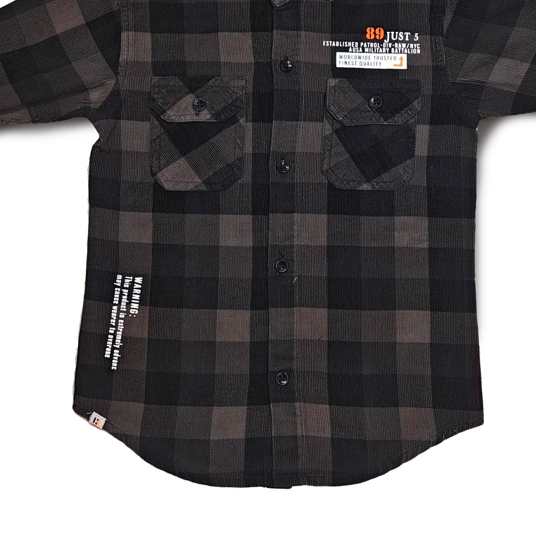 Dark Brown Checks Shirt for Boys Full Sleeve