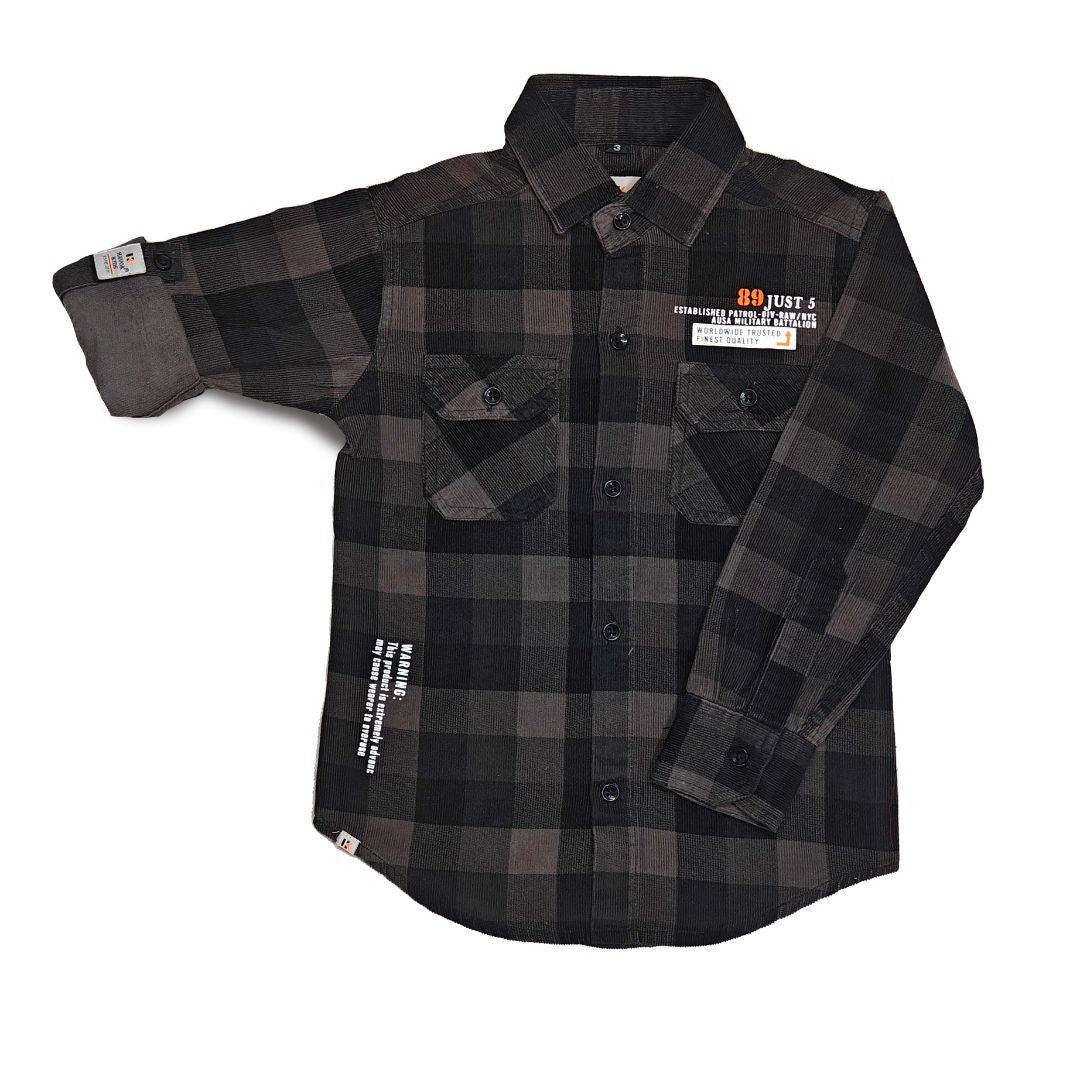 Dark Brown Checks Shirt for Boys Full Sleeve