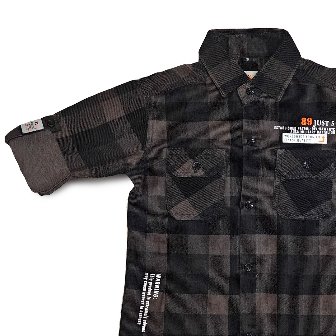 Dark Brown Checks Shirt for Boys Full Sleeve