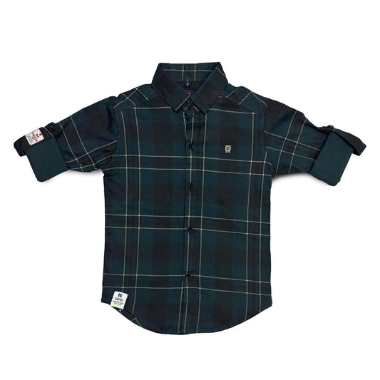 Dark Green Checks Shirt for Boys Full Sleeve