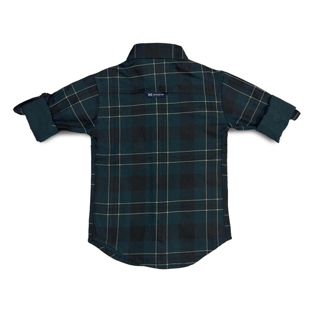 Dark Green Checks Shirt for Boys Full Sleeve