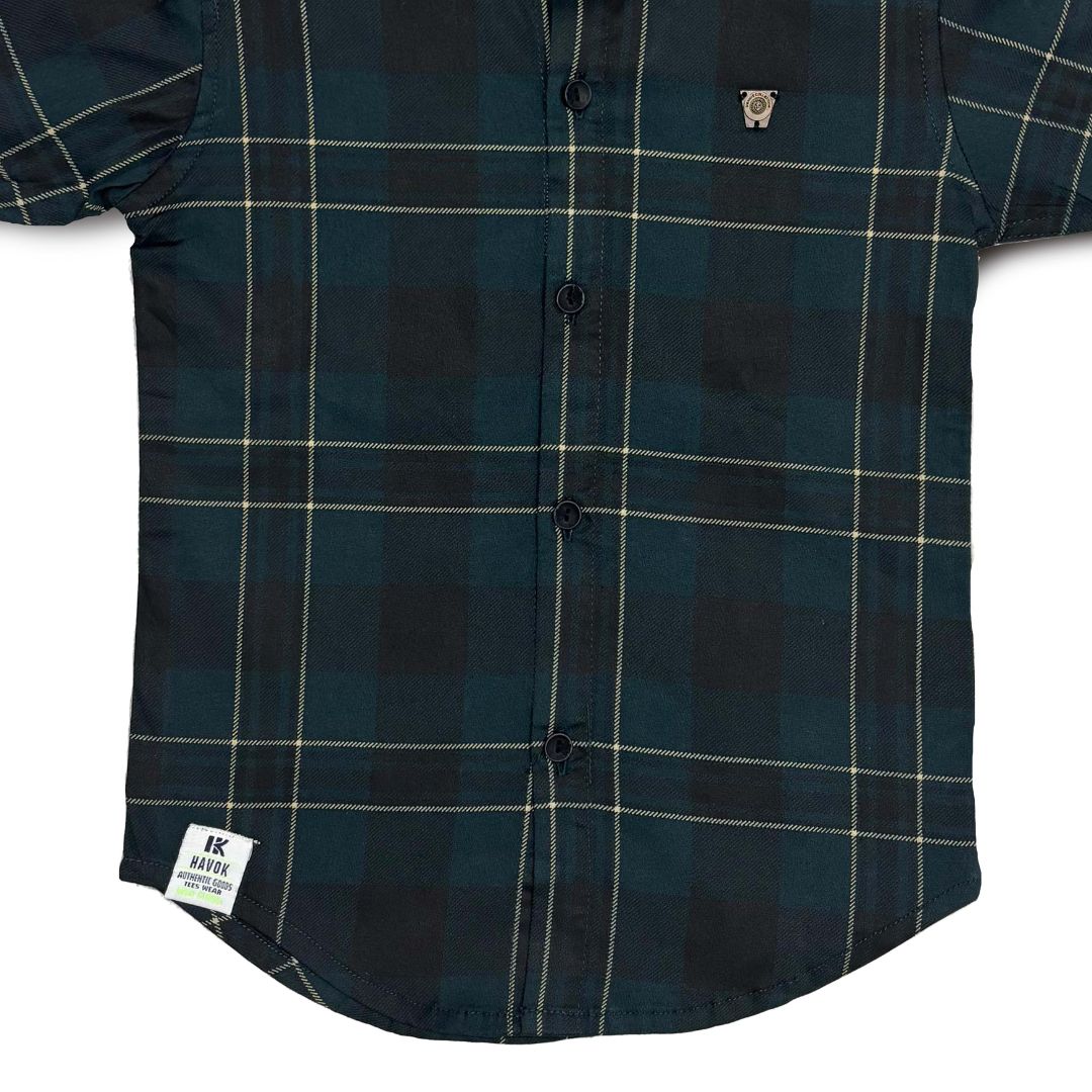 Dark Green Checks Shirt for Boys Full Sleeve