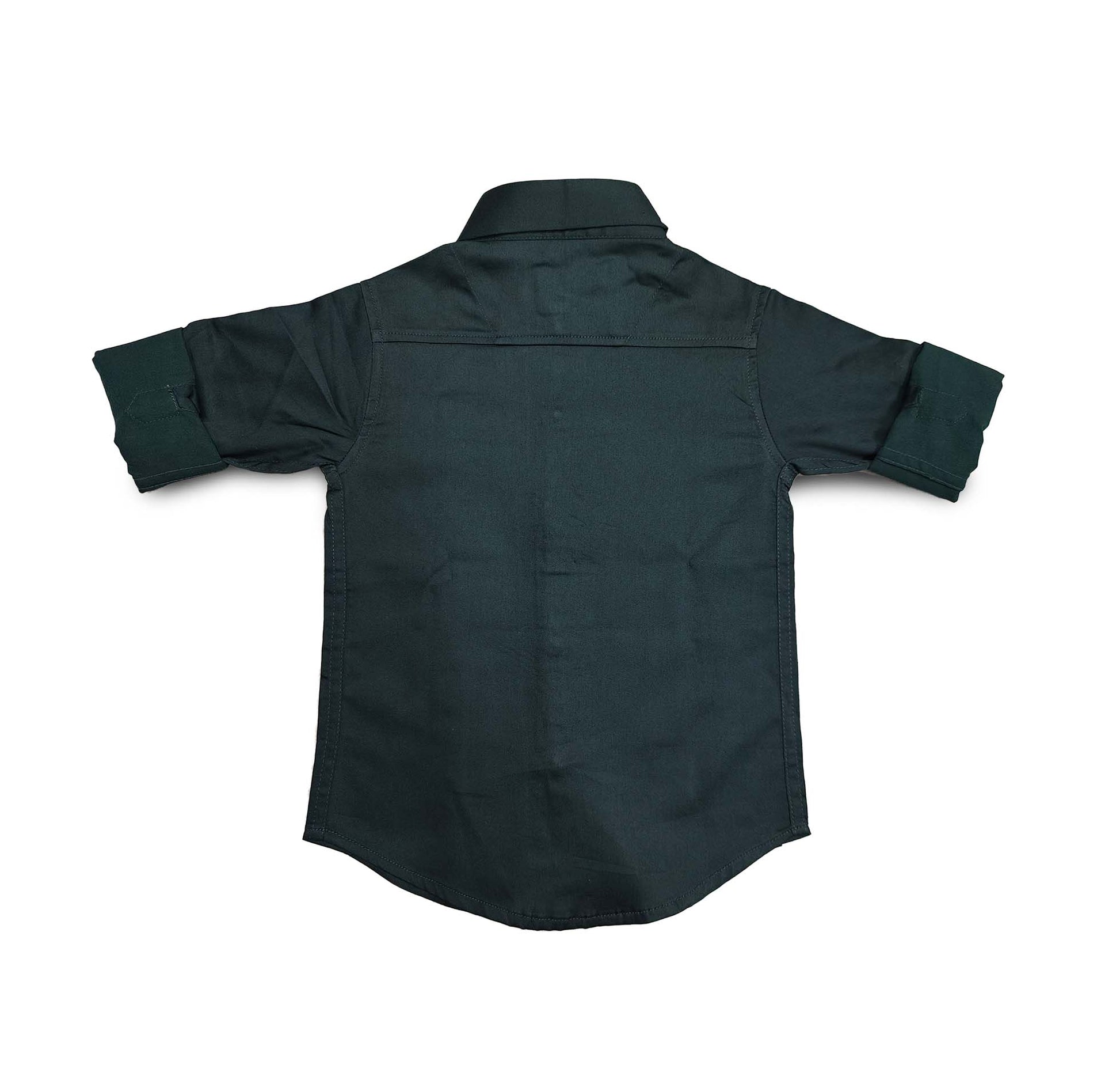 Forest Green Full Sleeve Button Down Collared Boys Shirt
