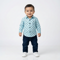 Havok Infant light Blue Shirt with Grey Leaf Pattern Print Havok kids