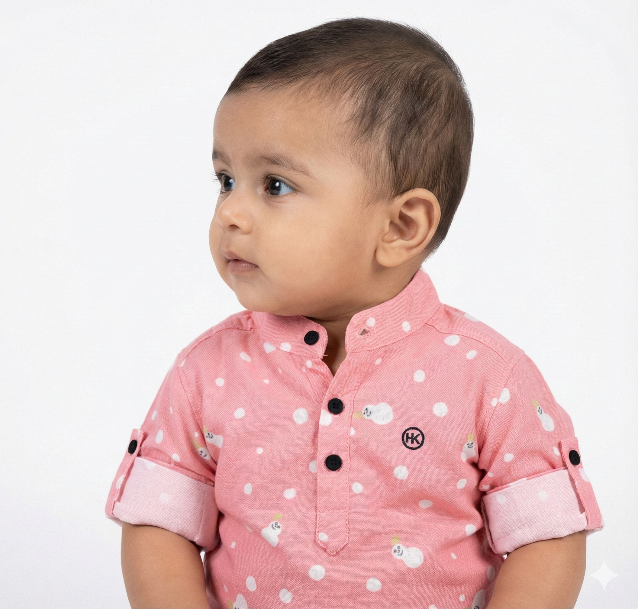 Havok Infant Pink Shirt for Boys Full Sleeve Snowman Print Button-Down Cotton Shirt-Small