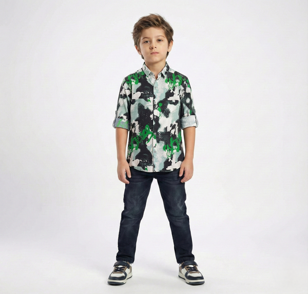 Havok Boys Abstract Camo & Graffiti Button-Down Shirt