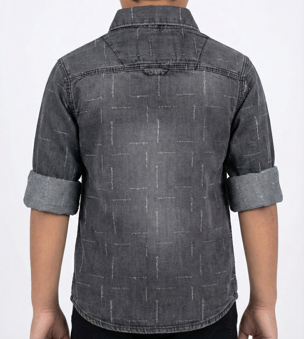 Havok boy Dark Grey Denim Button-Down Shirt