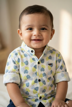 Havok Infant White Shirt for Boys Half Sleeve, Leaf Print Button-Down Havok kids