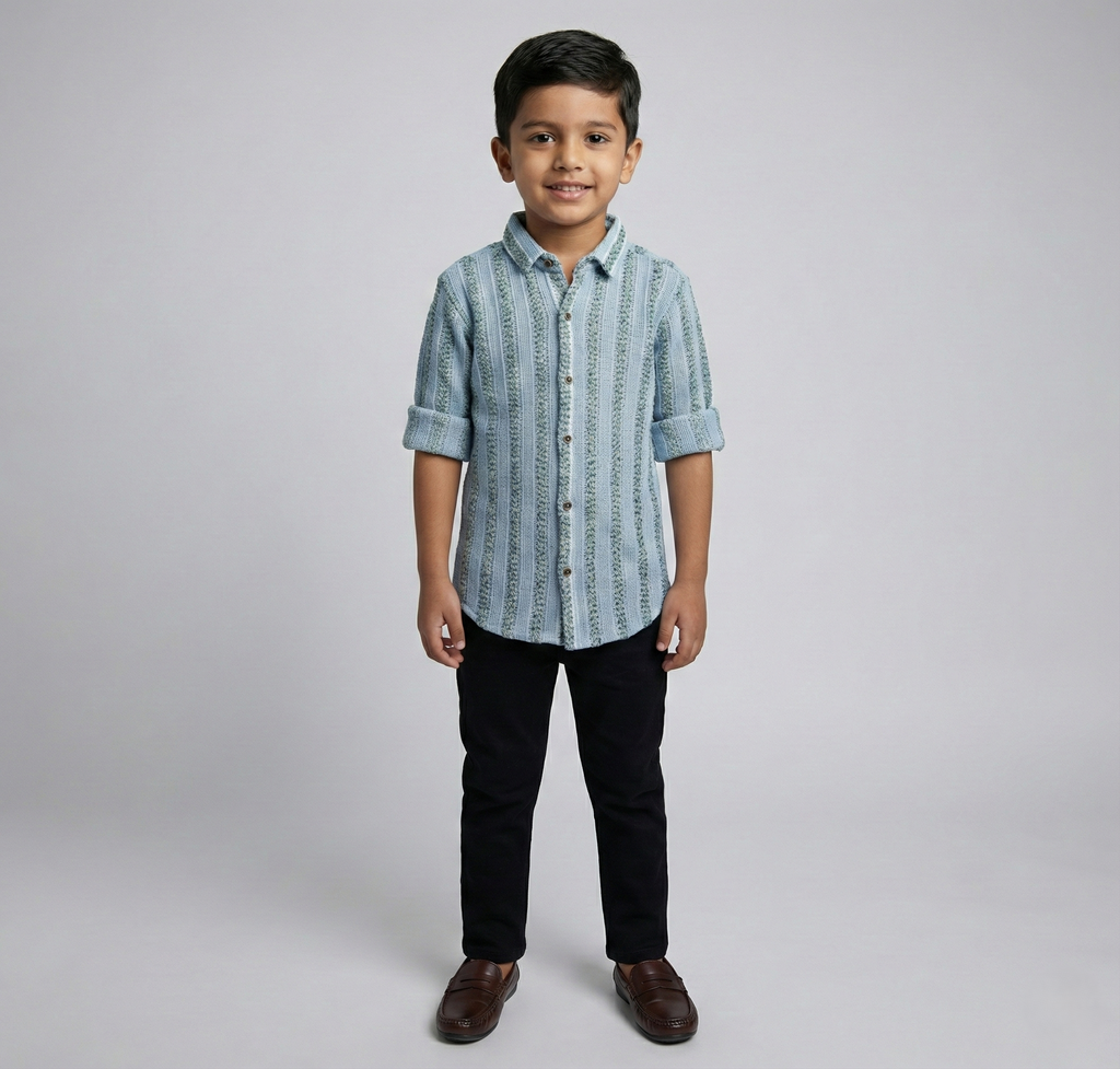 Havok Boys Premium Textured Blue Casual Shirt Havok kids