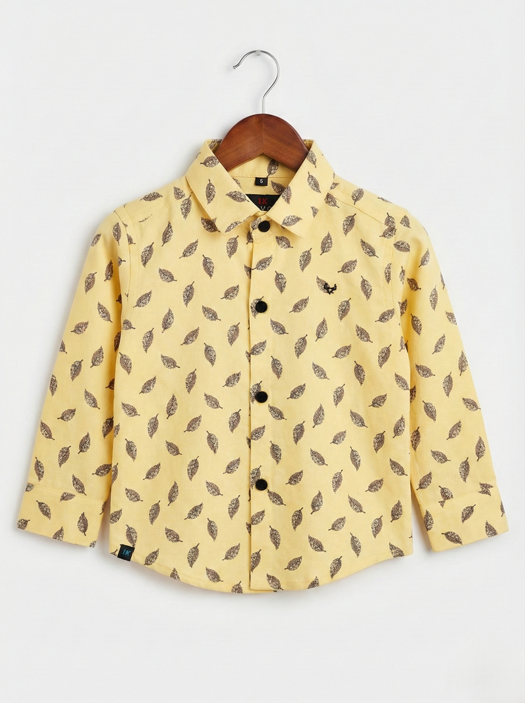 Havok Infant Yellow Shirt with Grey Leaf Pattern Print Havok kids