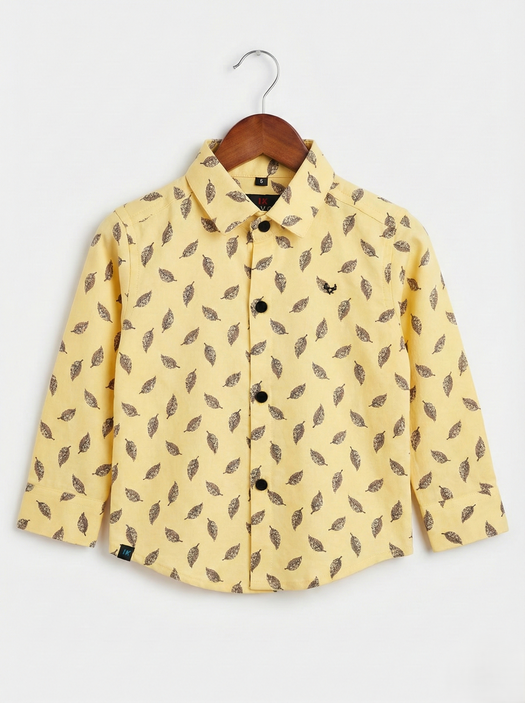 Havok Infant Yellow Shirt with Grey Leaf Pattern Print Havok kids