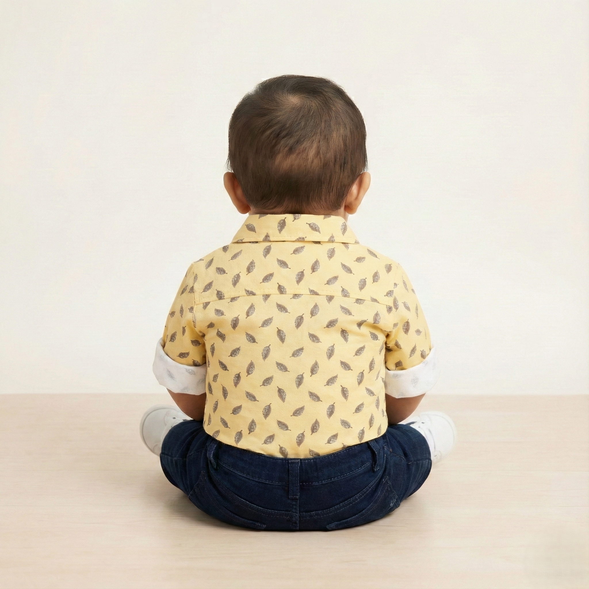 Havok Infant Yellow Shirt with Grey Leaf Pattern Print Havok kids