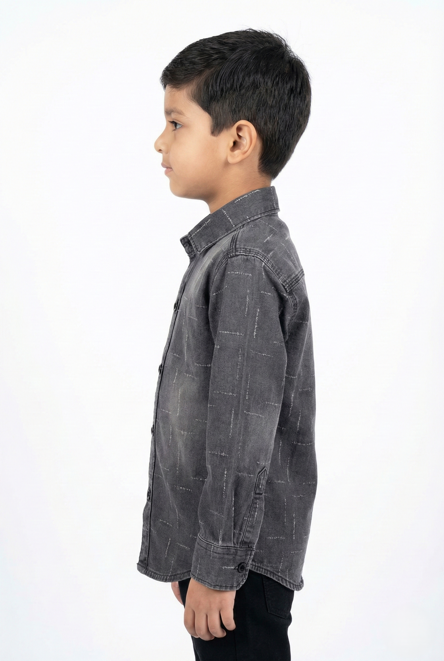 Havok kids Boys Regular Fit Dark Grey Denim Button-Down Shirt