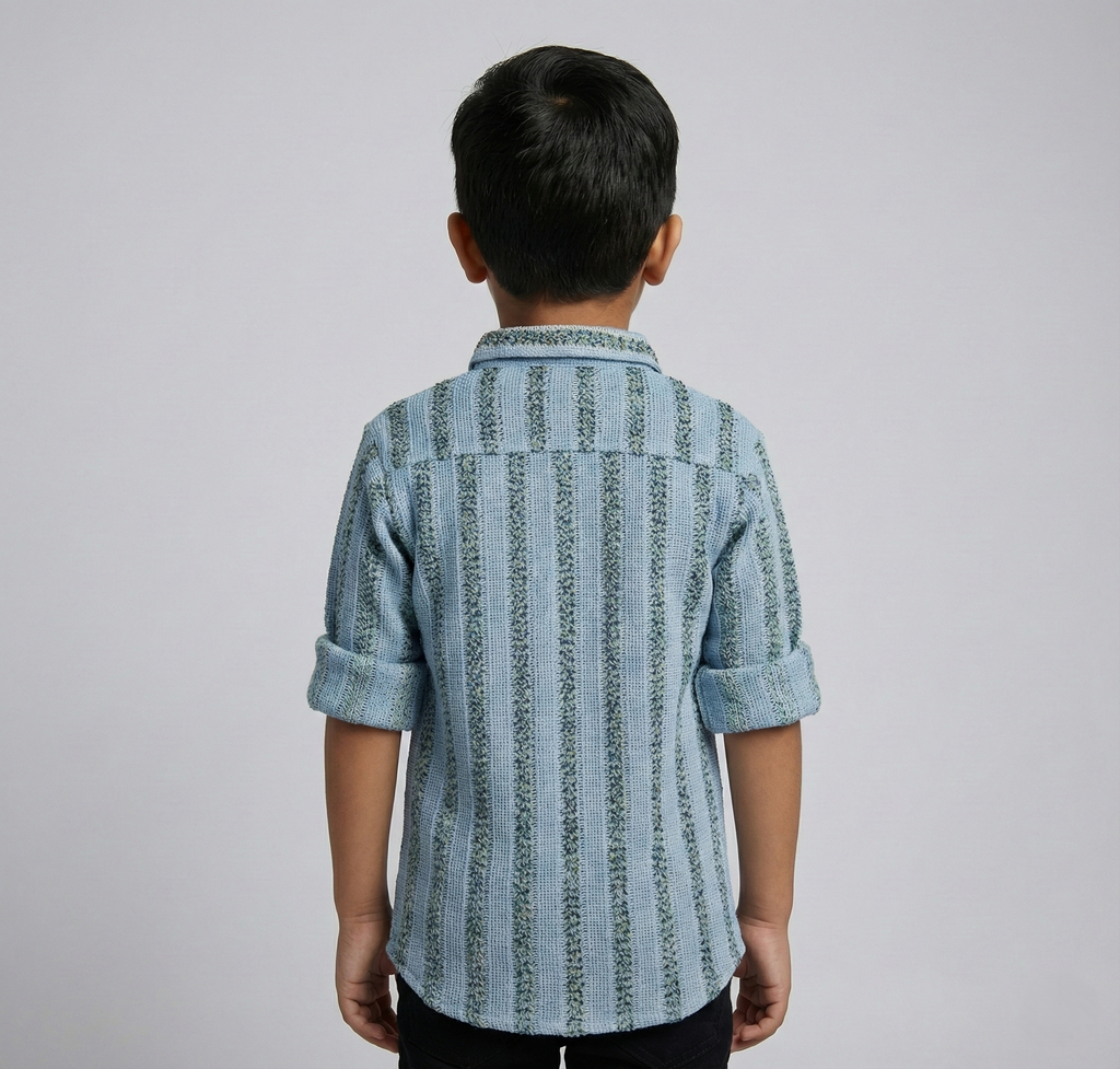 Havok Boys Premium Textured Blue Casual Shirt Havok kids