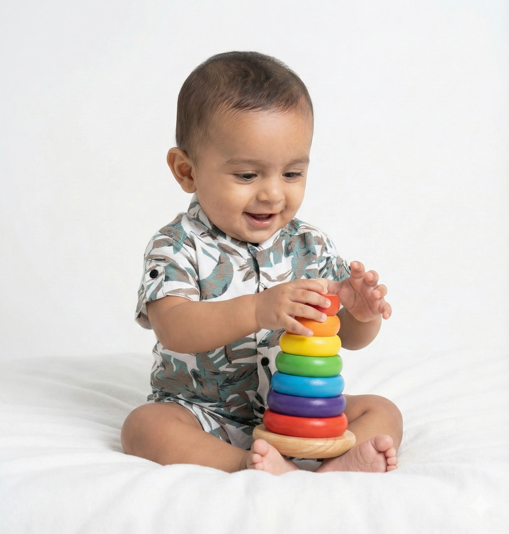 Havok kids Infant White & Teal Tropical Print Casual Shirt for Boys