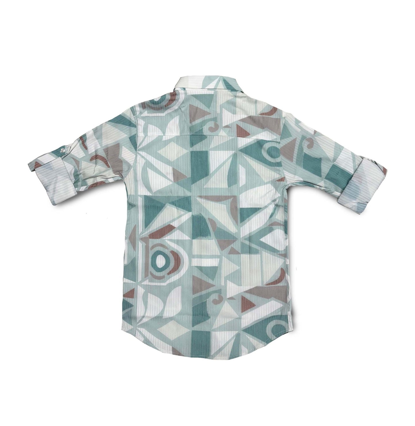 Blue Geometric Polyester Shirt
