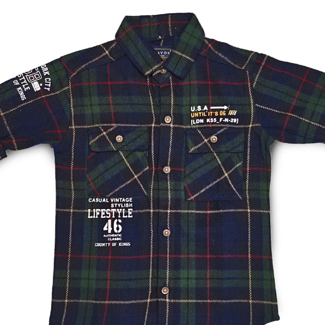 Green Checks Shirt Button Down Full Sleeve