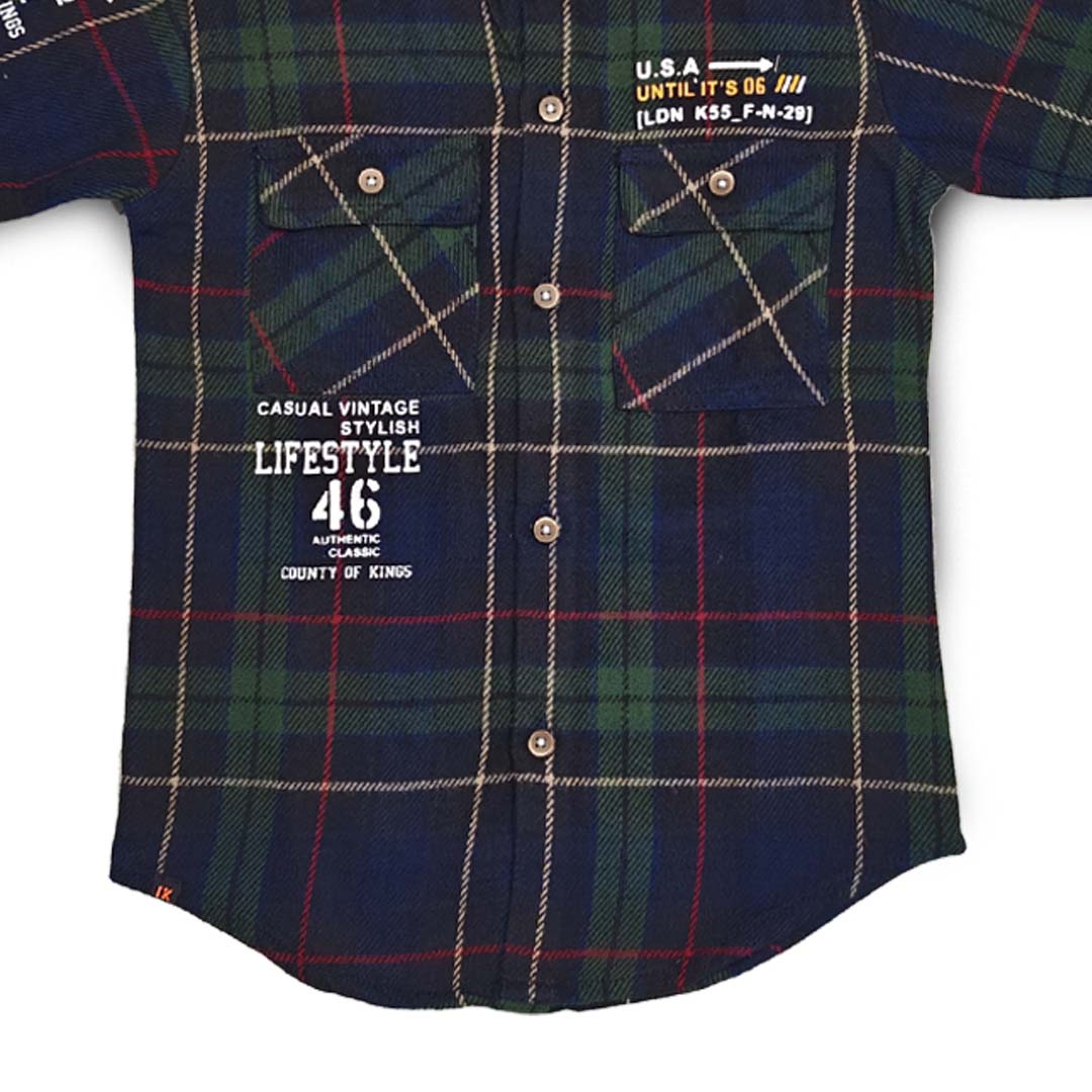 Green Checks Shirt Button Down Full Sleeve