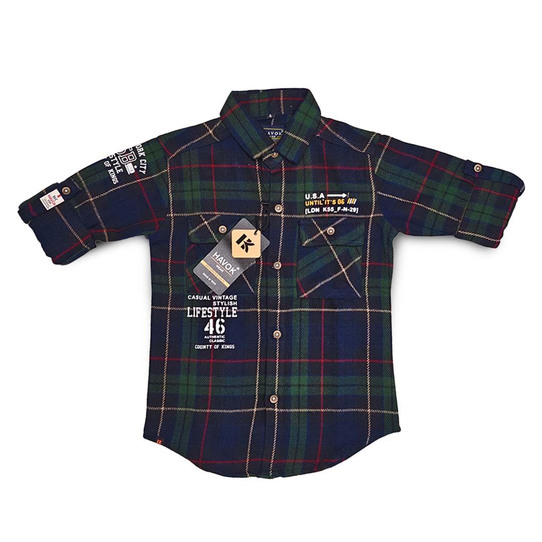 Green Checks Shirt Button Down Full Sleeve