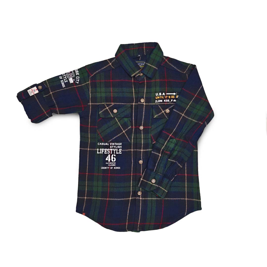 Green Checks Shirt Button Down Full Sleeve