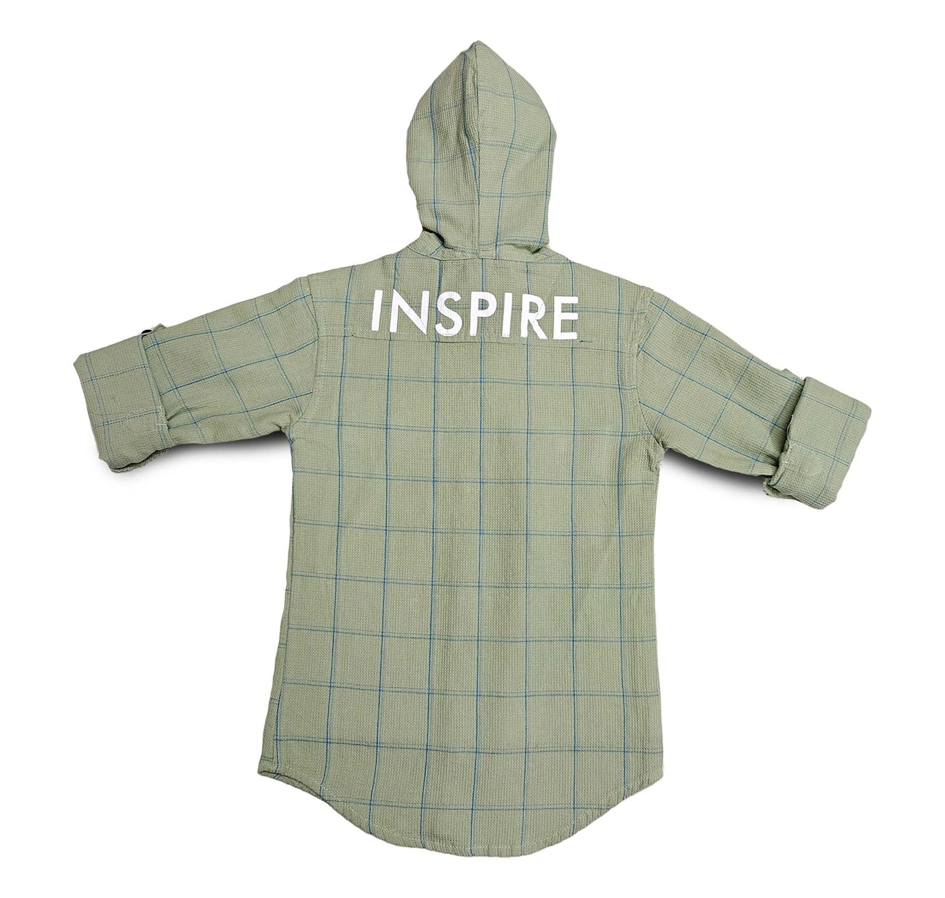 Green Boys Hoodie Full Sleeve Button, Cap Shirt for Kids Boys