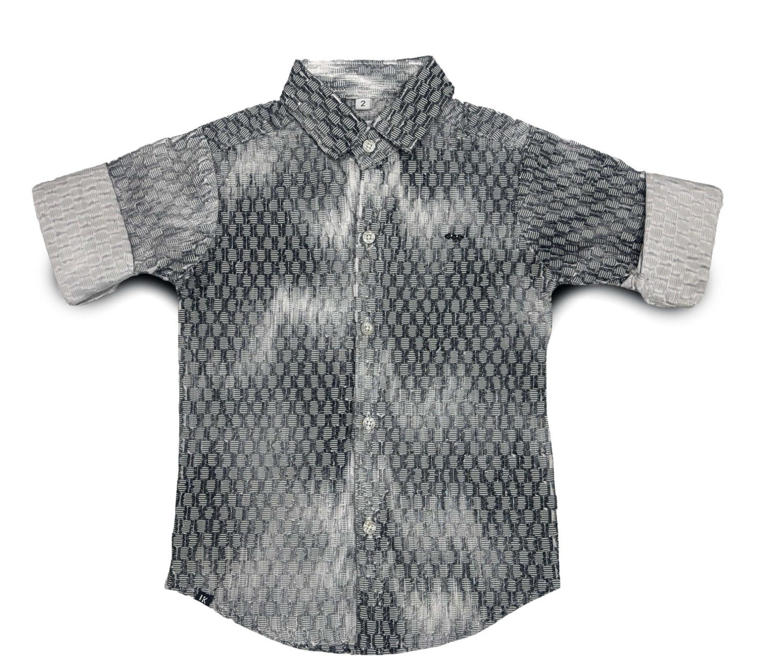 Grey and Black Printed Button-Down Full sleeve Shirt 