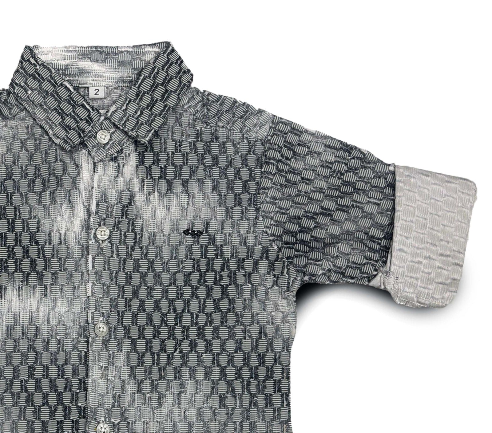 Grey and Black Printed Button-Down Full sleeve Shirt 