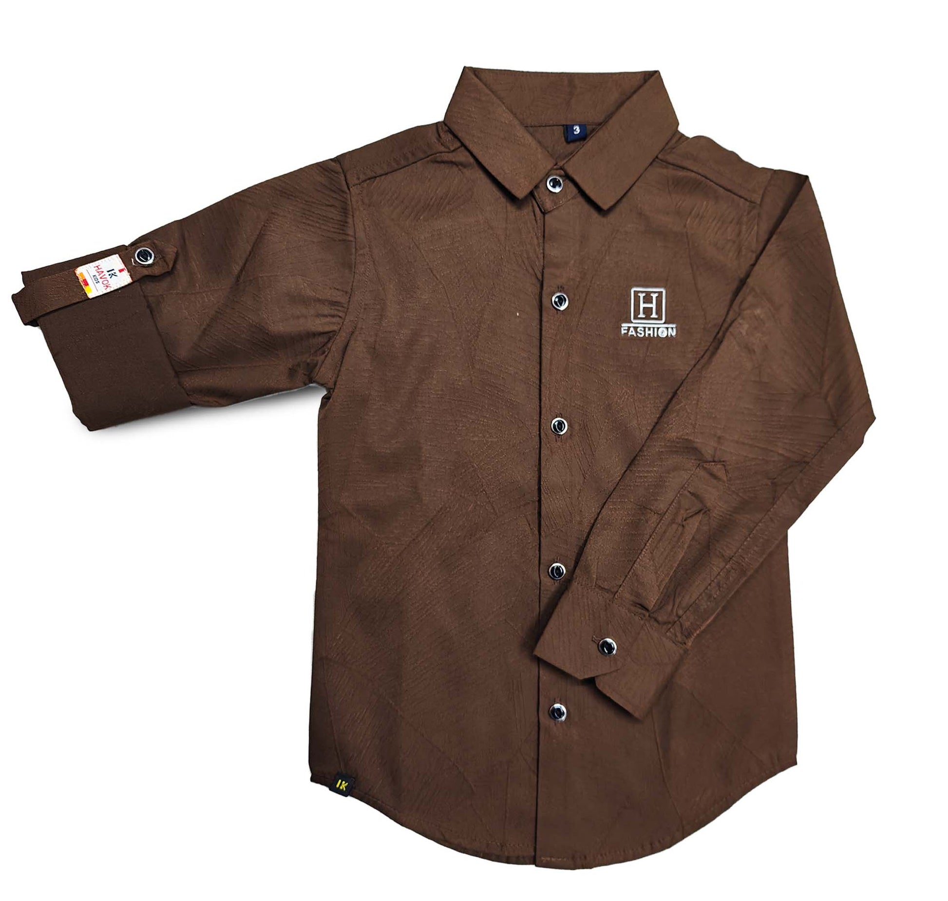 Brown H Logo Shirt Full Sleeve For All Seasons Kids Shirts