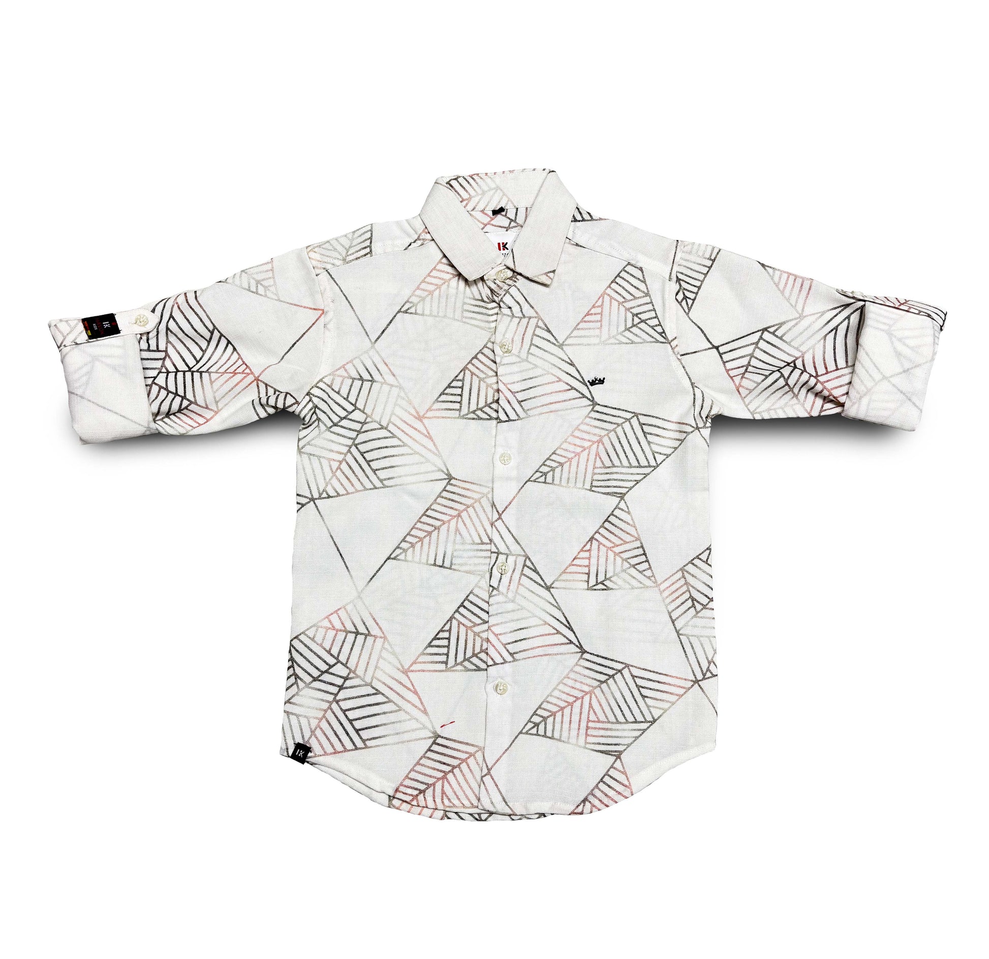 White Geometric Shirt Full Sleeve