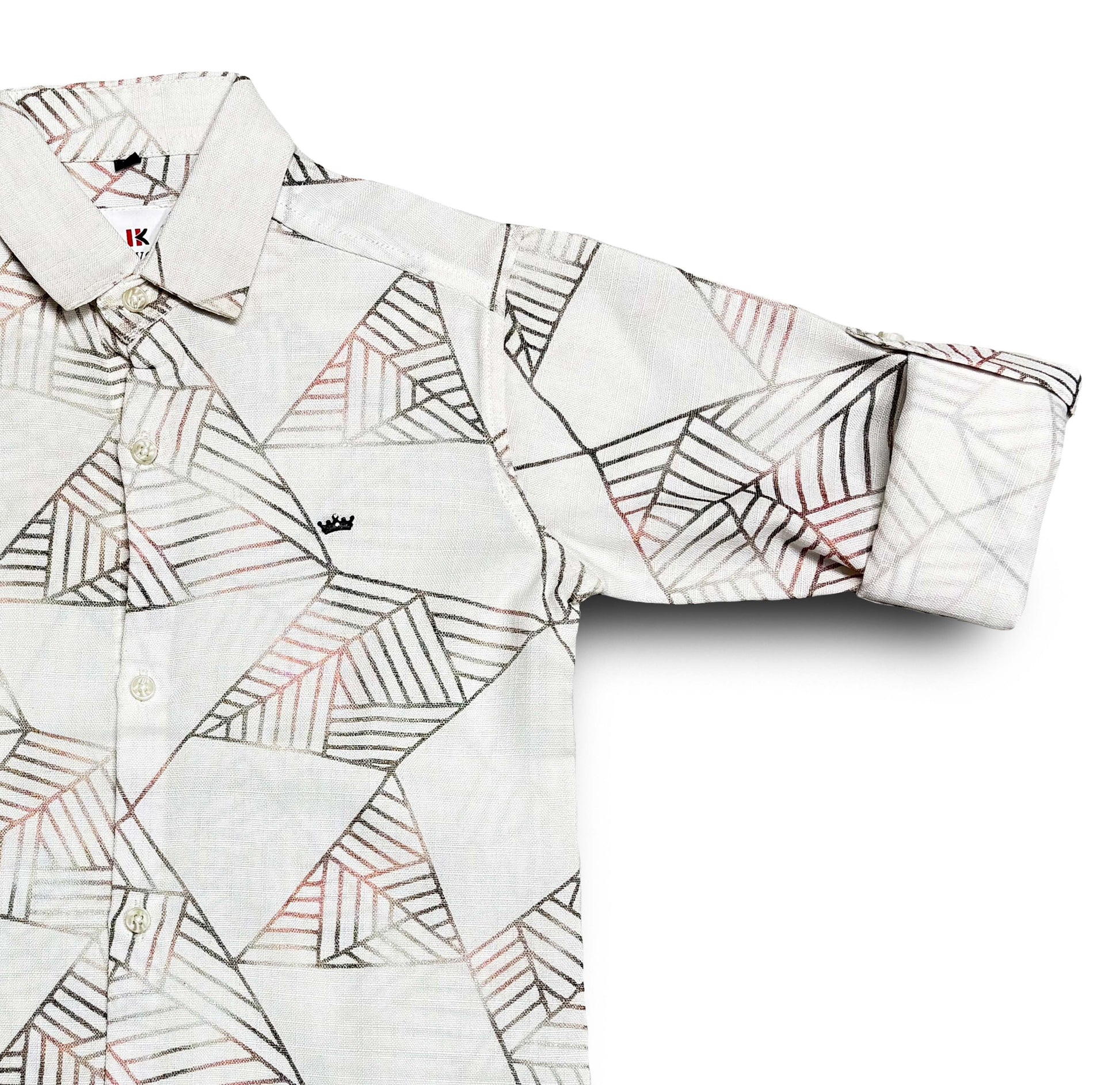 White Geometric Shirt Full Sleeve