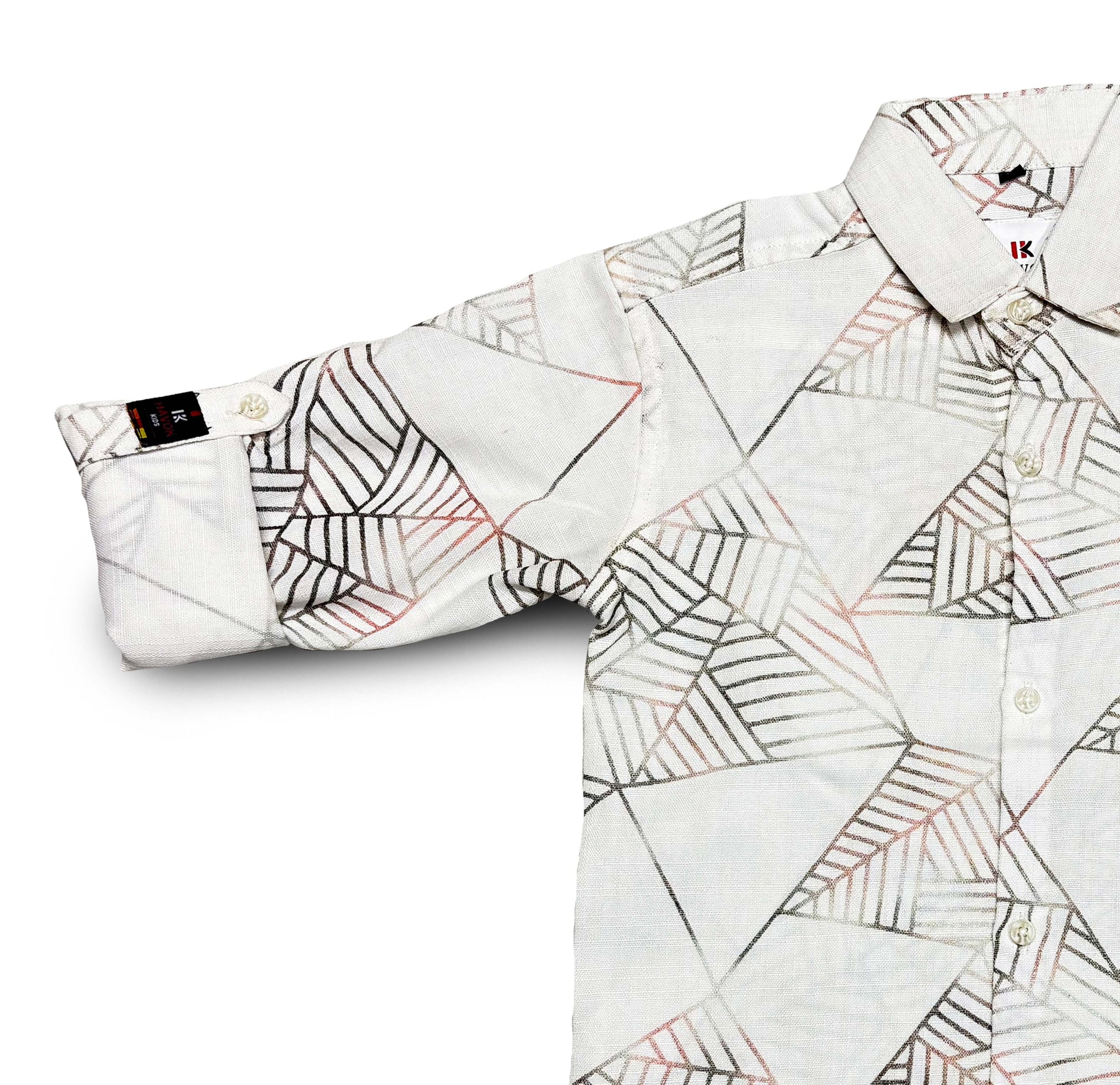 White Geometric Shirt Full Sleeve