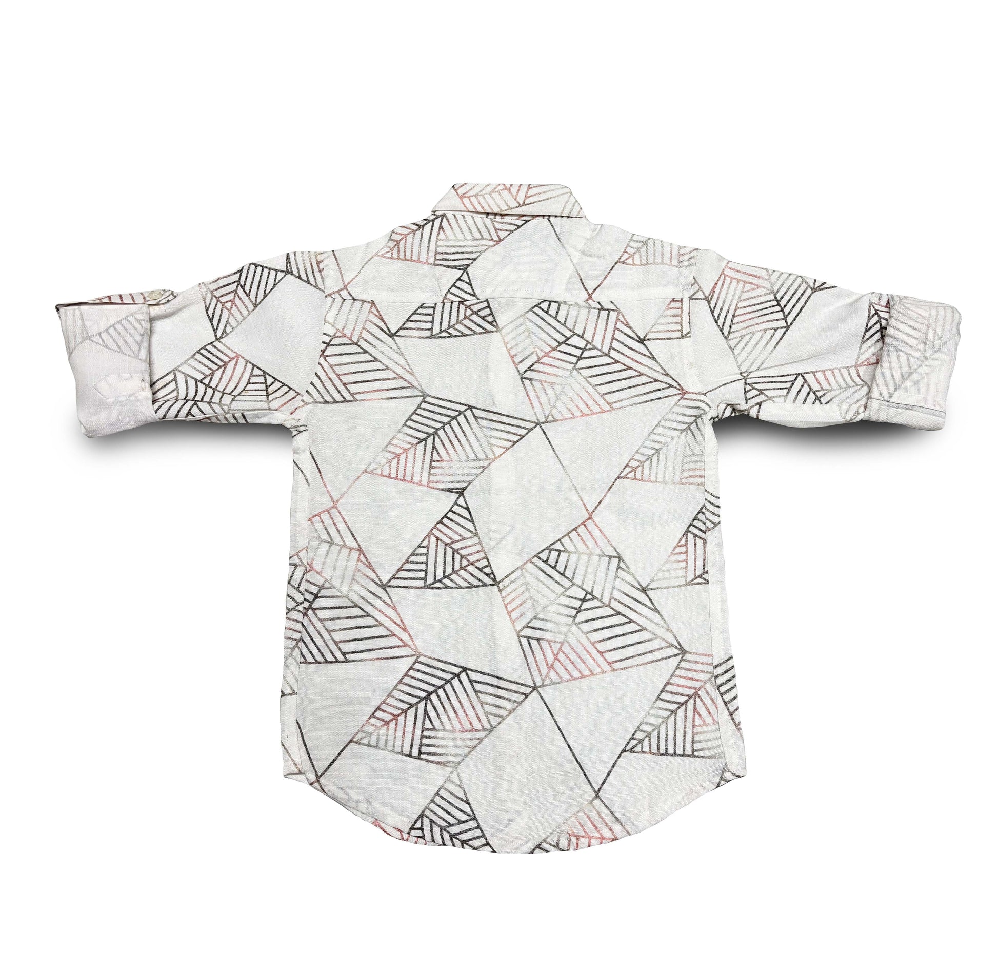 White Geometric Shirt Full Sleeve