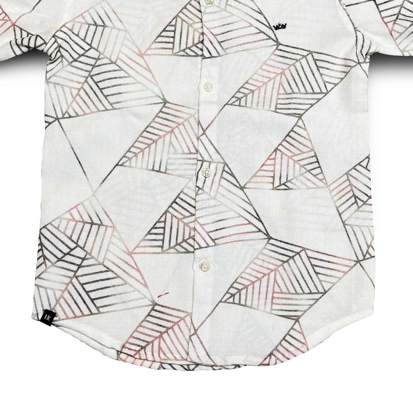White Geometric Shirt Full Sleeve
