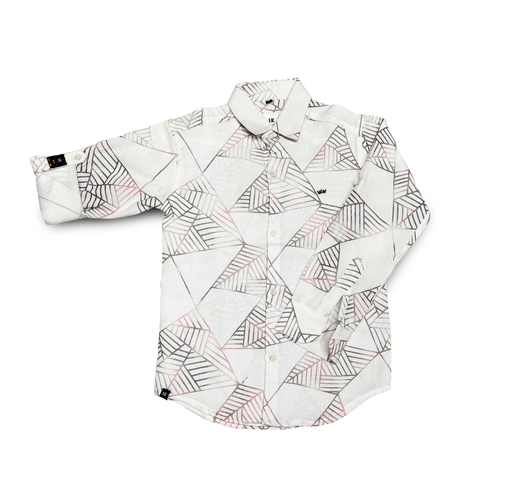 White Geometric Shirt Full Sleeve