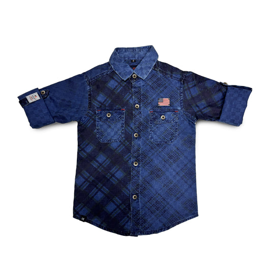 Blue Denim Shirt Full Sleeve Cloud Brust Double Pocket