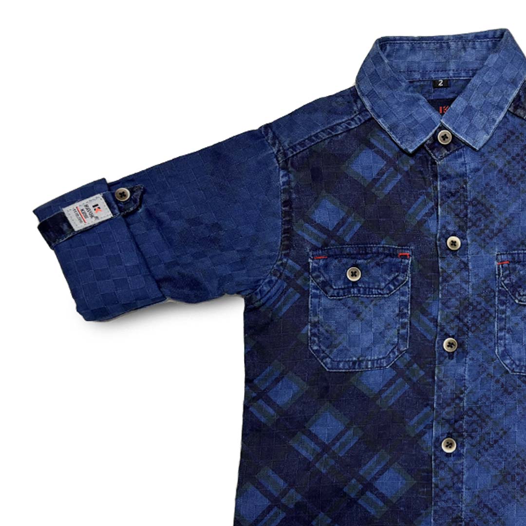 Blue Denim Shirt Full Sleeve Cloud Brust Double Pocket