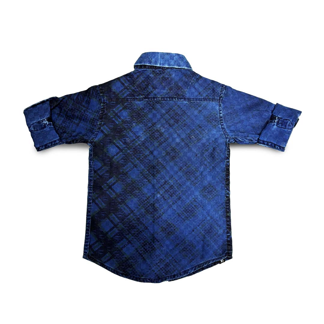 Blue Denim Shirt Full Sleeve Cloud Brust Double Pocket