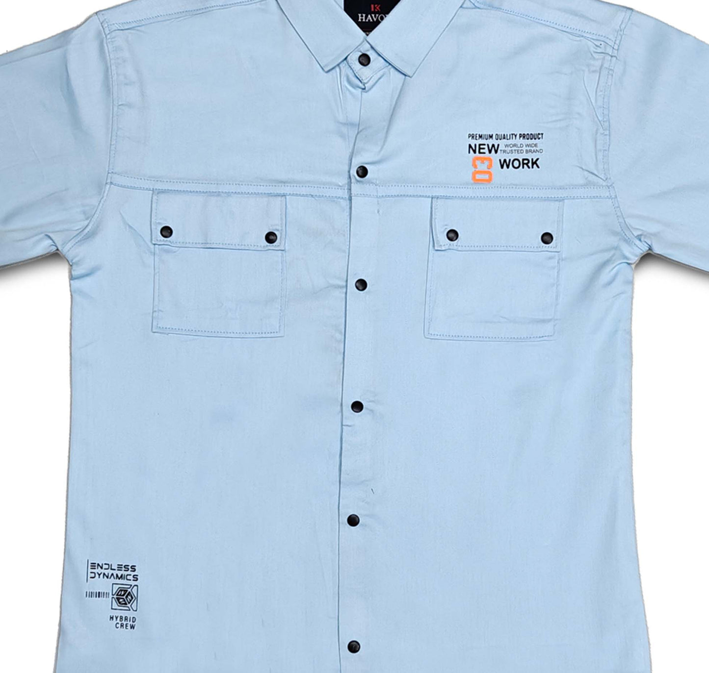 Sky Blue Boys Shirt With Tshirt Collar Shirt with Snap Button