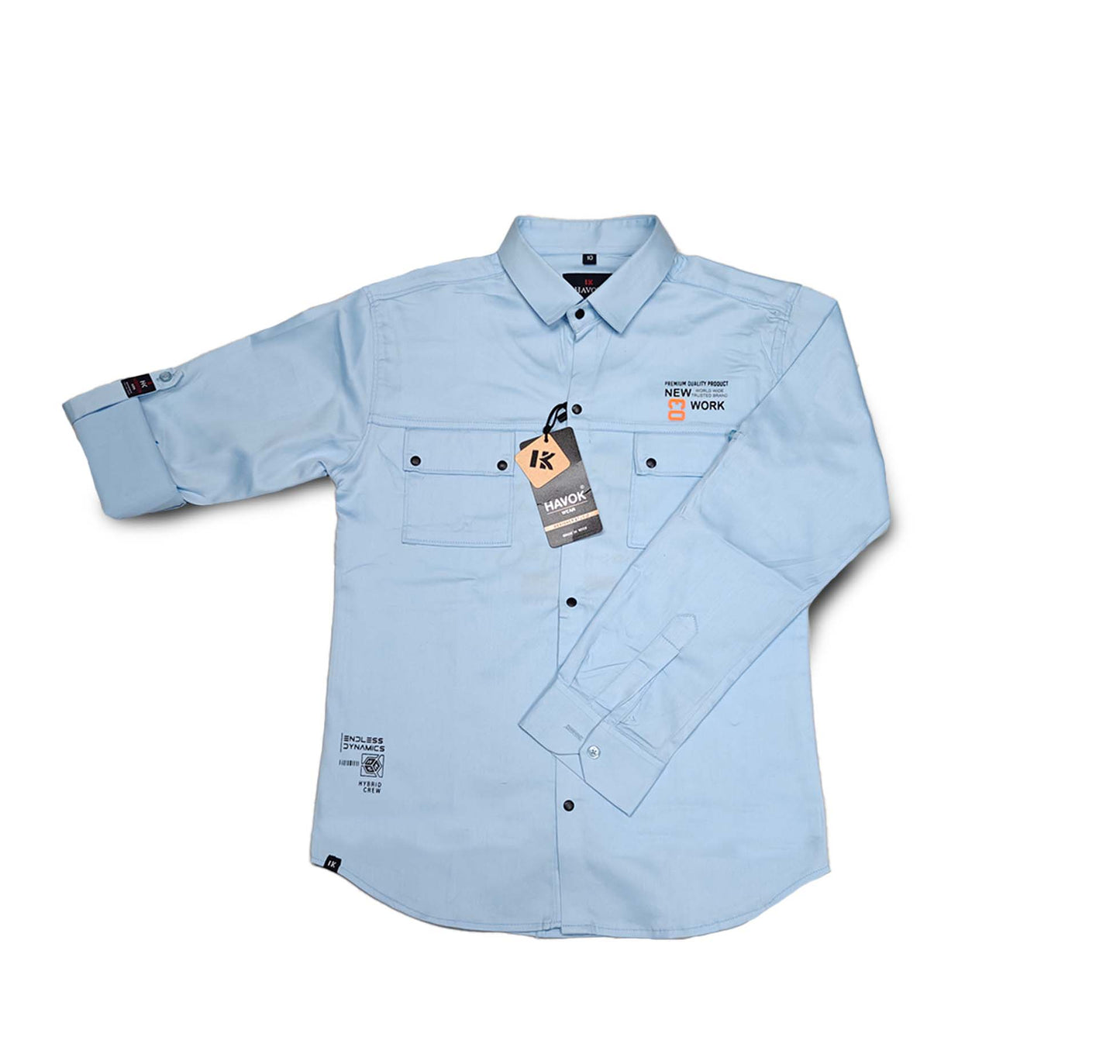 Sky Blue Boys Shirt With Tshirt Collar Shirt with Snap Button