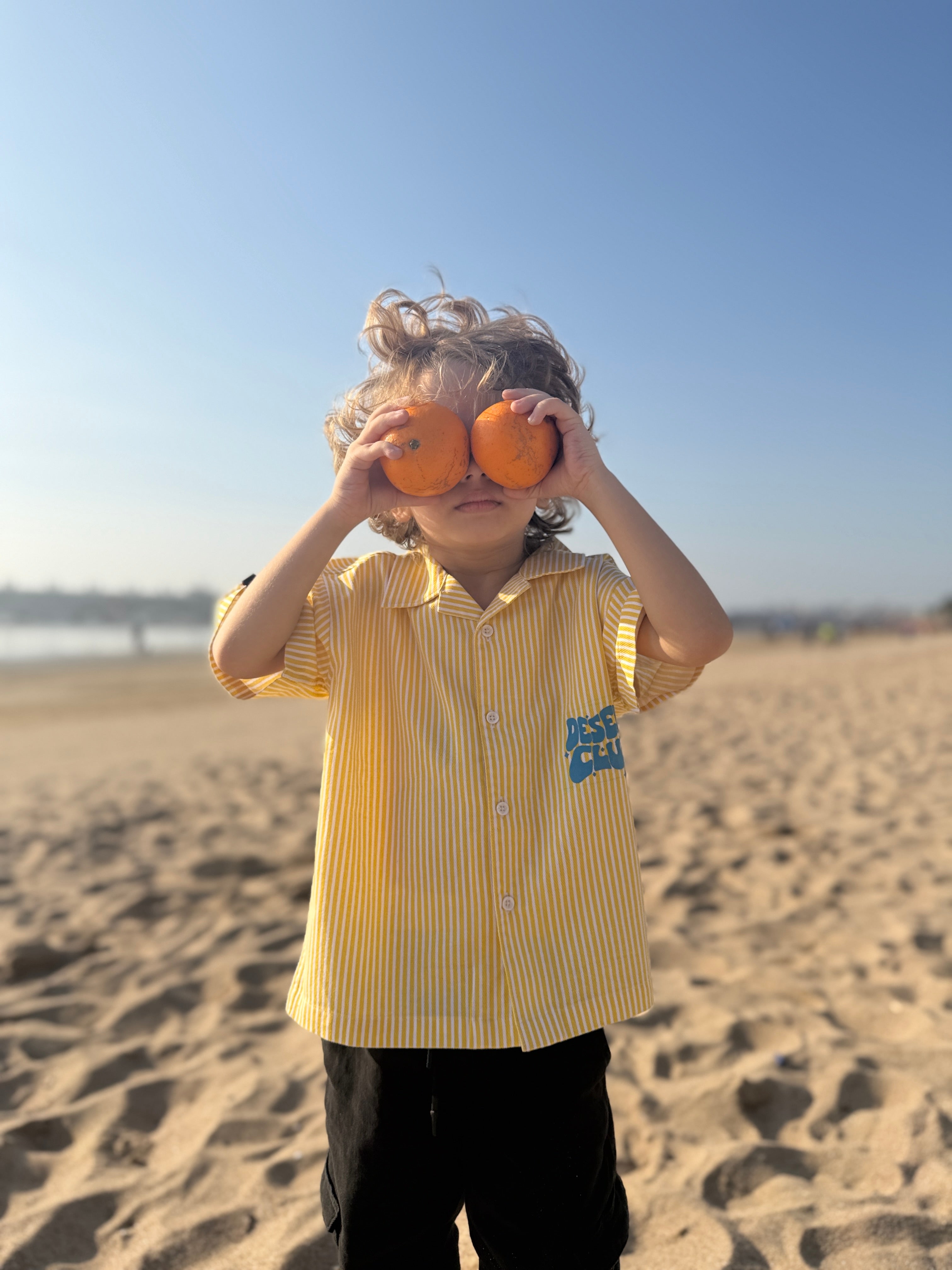 Boys' Cotton Yellow Striped with printed motifs Shirt Havok Kids