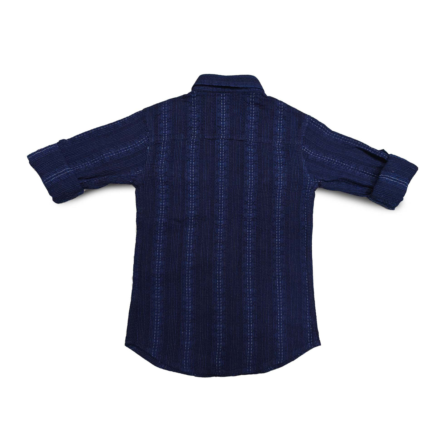 Navy Blue Corduroy Button-Down Shirt, Hand Crafted, Roll-up Sleeves