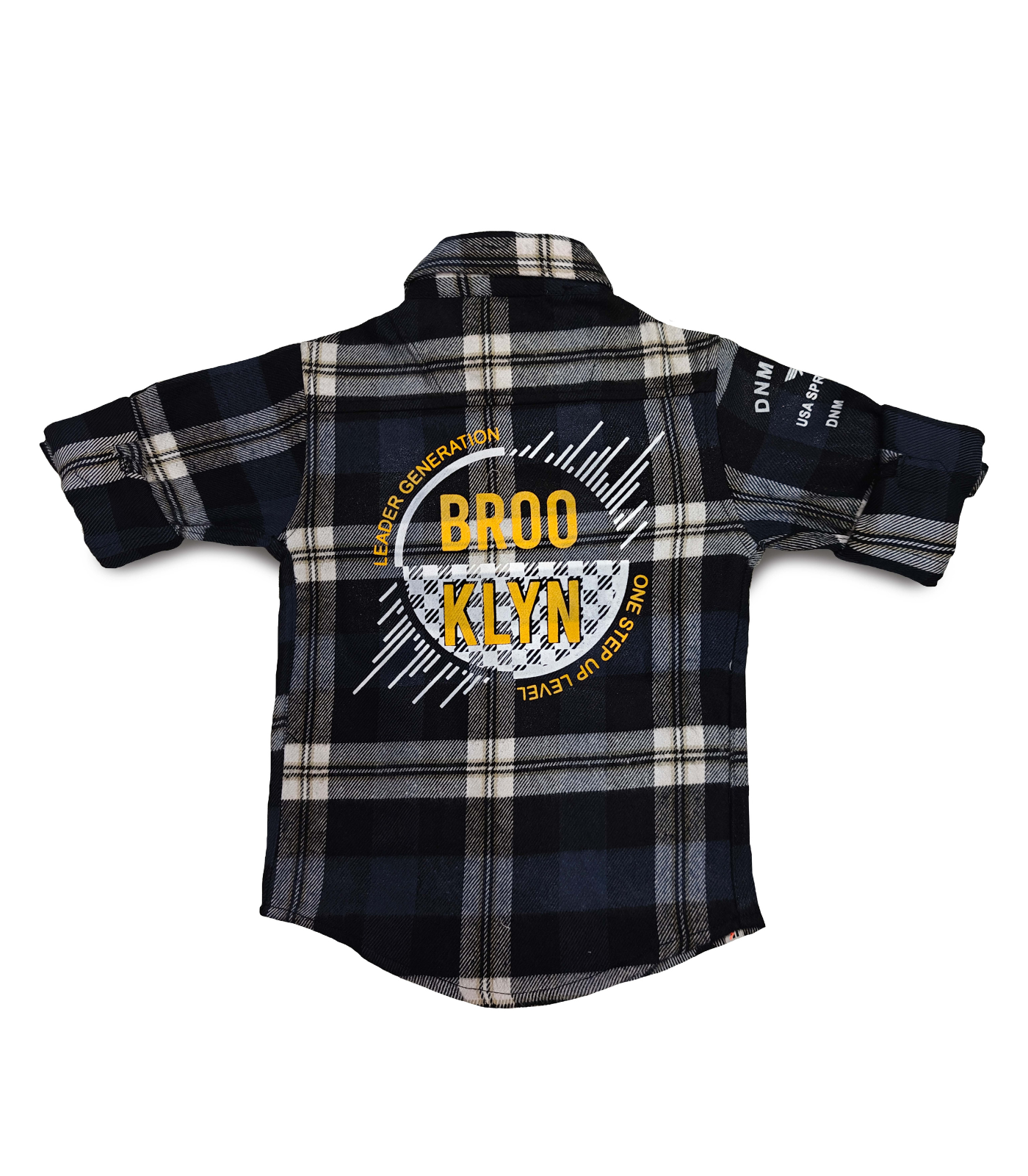 Navy Blue and Grey Button-Down Green Shirt Full Sleeve Spread Collared Boy