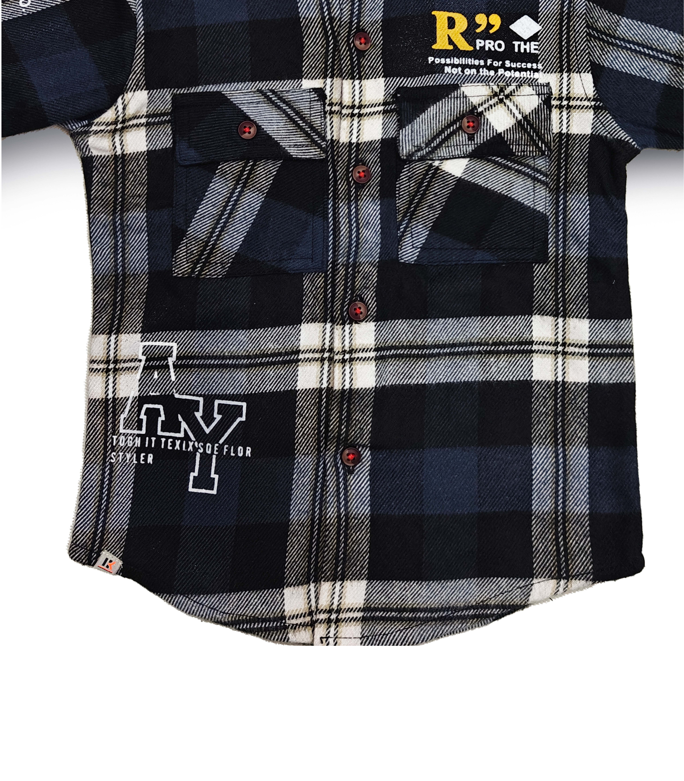 Navy Blue and Grey Button-Down Green Shirt Full Sleeve Spread Collared Boy