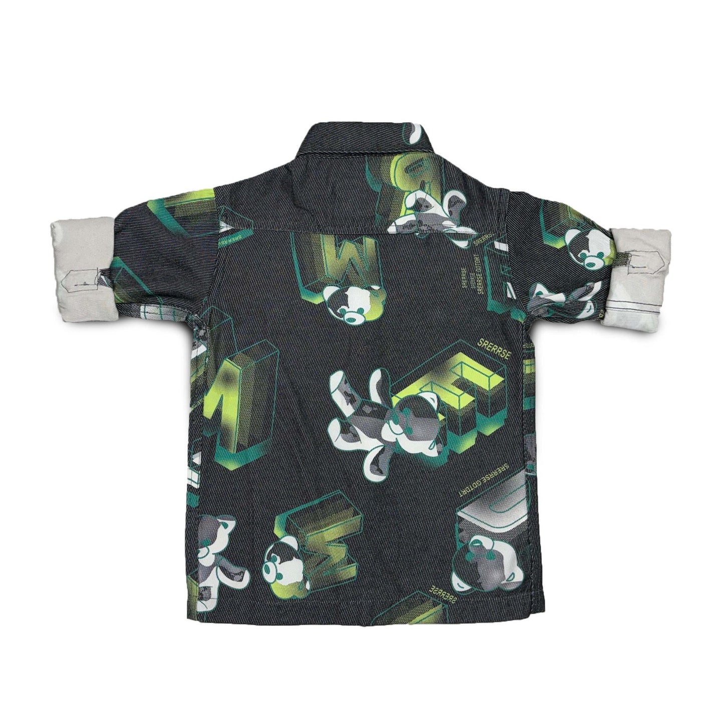 kids Graphic Green Shirt Full Sleeve
